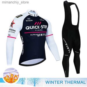 Cycling Jersey Sets New 2024 Quick-Step Cycling Team Jersey Men Winter Bike Maillot Pants Suit Ropa Ciclismo Thermal Fece Bicycl Clothing Q231107