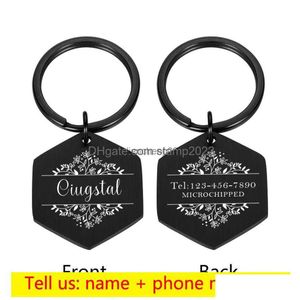 Dog Tag Id Card Engraving Pet Id Tags Customized Puppy Tag Personalized Collar For Dogs Nameplate Anti-Lost Keyring Accessories Drop Dh56U