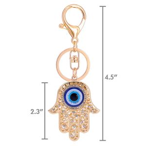 Keychains Lanyards L Blue Evil Eye Hamsa Hand Nyckelring Kristall Charm Purse Pendant Handväska Bag dekoration Holiday Gold Drop Delivery AMD49