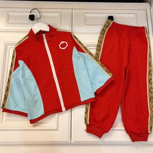 23ss Kid Sets Boys Designer Brand Jacket Брюки для воротника Pure Cotton Contrasting Colors лента лента сплайсинг детского спортивного костюма высококачественная детская одежда A1