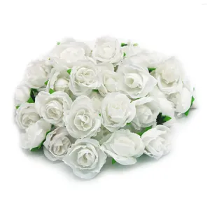 Decorative Flowers 50pcs/bag 3cm Artificial Rose Head For Wedding Home Decoration Fake DIY Wreath Supplies
