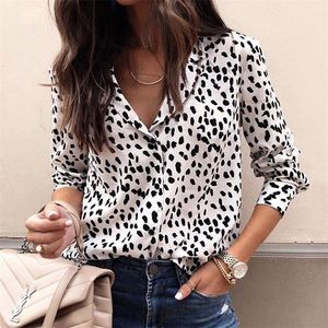 Women's Blouses Shirts Plus Size Fashion Women's Long Sleeve Leopard Print V-Neck Shirt Women's OL Party Top Class Women's Street Clothing Blue Women's Elegant 230406