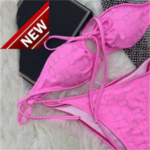 Kristal Tam Mektup Kadın Mayo Takım Siyah Pembe Backless Bikinis İki Parça Moda Mayo Yaz Partisi Seksi Mysuite