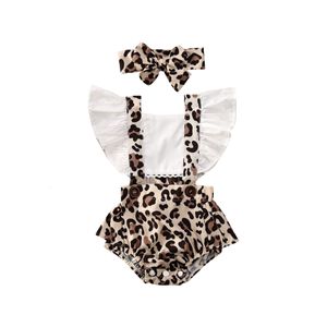 Strampler Citgeett Summer 2PCS Infant Baby Girl Leopard Strampler Jumpsuit Kleidung Outfits Print Cute 024M 230406