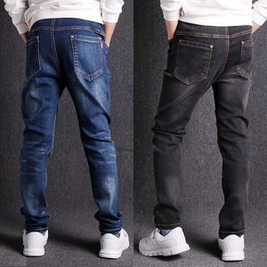 Jeans 3-18T Boys' Jeans Spring Summer Autumn Youth Loose Elastic Casual Solid Children's Clothing Jeans High Quality 230406