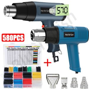 Heat Guns Industrial 10002000W Air Dryer for Soldering Thermal Blower Wrapping Tools With 580PCS Shrink Tubing 230406