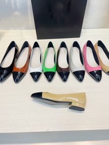 2024 Early Spring Heels for Women Summer Pointy French Patent Leather One-Button Shoes for Women Chunky Mary Jane