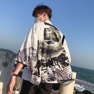 Roupas étnicas Imprimir homens e mulheres Kimono Yukata Haori Robe Cardigã Chinês Cardigã Japonês Cool Streetwear Summer Summer Coat Thin Coat