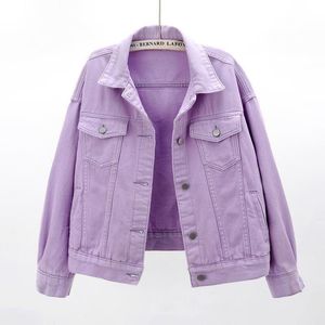 Women's Jackets Deeptown Denim Autumn Y2k Streetwear Coat Pink Jean Jacket Casual Tops Purple Oversized Lady Outerwear 230406