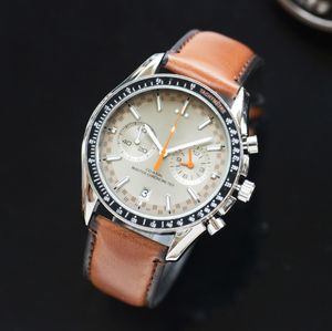 Mens Watch Brown Designer Watches High Quality Quartz movement Watches Men Stainless Steel Luminous Leather Wristwatch