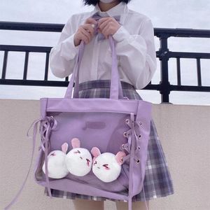 Borse da sera Donna Harajuku Kawaii Ita Bag 2023 Giapponese JK Lolita Cute Shoulder Soft Leather Ladies Grande capacità Canvas Tote Shopper