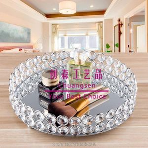 Party Decoration Wedding Centerpiece Glass Plate Metal Cake Stand Display Holder Decorative Tool Dessert Rack Mirror Servering Tray