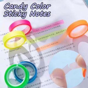 Roll/set vattentät transparenta klistermärken Candy Color Index Tabs Tejer Marker Stickers Stationery School Office Supplies