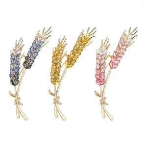 Brooches Wheat Brooch Pin Metal Ladies Bouquet Pins Decor Rhinestone Lapel Badge Womens For Wedding Prom Grandmother Gift