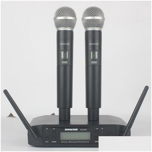 Microfoni Microfono Wireless G-Mark Glxd4 Sistema professionale Uhf Dynamic Mic Matic Frequenza 80M Party Stage Host Chiesa Drop De Dhc4B