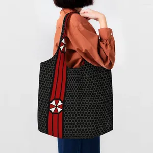 Shopping Bags Printed Umbrella Corporations Tote Bag Durable Canvas Shoulder Shopper Video Game Cosplay Pographer Handbag