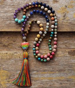 Chokers Gorgeous Natural Stones Chakra Charm Triangle Pendant Tassel Necklaces Women Elegant Rosary Necklace Jewelry Gifts Wholesale 230404