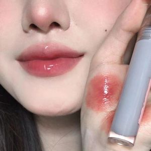 Läppglans heallor rosa klart spegelvattenglasyr transparent vattentät glansig flytande läppstift röd färg makeup koreansk