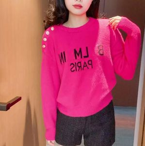 Bal1068 suéteres de luxo feminino manga longa principal rosa vermelho jumper designer suéter feminino pulôver