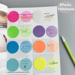 Sheets 8 Colours Waterproof Transparent Circular Sticky Note Pads Notepads Journal Student Stationery Office Supplies