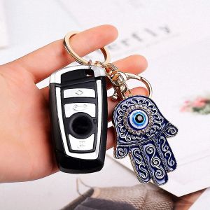 Keychains lanyards l Evil Eye Keychain Ring Hamsa Hand of Fatima With Crystal Rhinestones Harts Lucky Nazar Amet Devils Palm Charm Key AM4E7