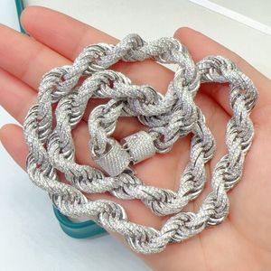 10mm18/20/22inch 925 Sterling Silver Passed Test Moissanite Twisted Rope Chain Necklace Bracelet For Women/Men Nice Gift