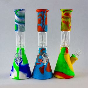 Colorido Silicone Bong Pipes Kit Wasp Nest Beaker Hookah Waterpipe Bubbler Filtro De Vidro Tigela Portátil Erva Tabaco Cigarro Titular Fumar Handpipes DHL