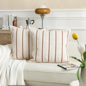 Pillow Case Luxury White Diamond-shaped Yarn-dyed Pillowcase Jacquard Home Living Room Leisure Cushion Cover 60x60cm