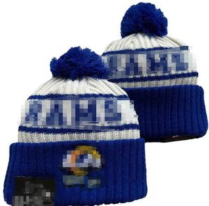 Berretti da uomo con risvolto lavorato a maglia Pom Berretti Los Angeles LAR Cappelli con bobble Sport Cappello lavorato a maglia A righe Linea laterale Berretto da basEball caldo in lana per donna A7