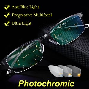 Sunglasses Frames CLLOIO P ochromic Reading Glasses Men Progressive Multifocal Anti Blue Light TR90 Hyperopia Presbyopia 230406