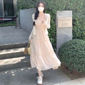 Abiti estivi con cinturino alla moda coreana per donna Y2k Chic abito longuette casual allacciato senza maniche con lacci rosa elegante Sukienka