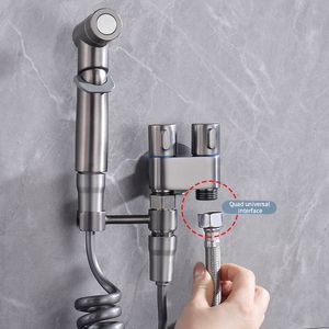 Bathroom Shower Heads Handheld Toilet Bidet Faucet Sprayer Hand Set Self Cleaning Head One In Two Out Angle 230406