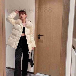 Women's Down & Parkas Designer Down jacket 2023 autumn winter new white duck down trend warm hooded fox hair slim fitting medium length jacket for women BU92