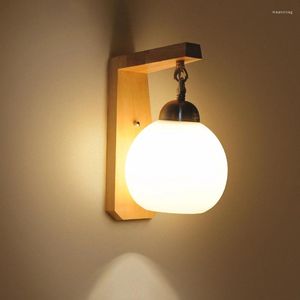 Настенный светильник из скандинавского стекла для прикроватной тумбочки для гостиной, фона для спальни, кабинета, коридора, лестницы, деревянный светильник E27 Scomce