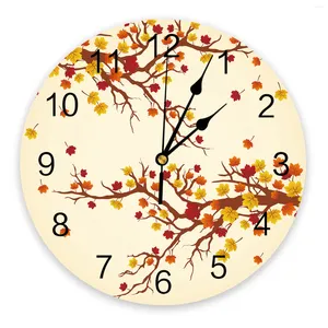 壁の時計秋の秋の葉の時計現代のデザインリビングルームの装飾キッチンミュート家のインテリアの装飾