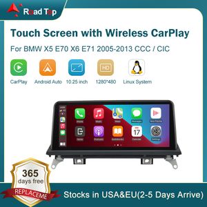 10.25 '' Kablosuz Carplay Multimedya Ekran Araç Dokunmatik Ekranı Android Otomatik Kafa Birimi BMW X5 E70 X6 E71 2007-2013 CCC CIC Sistemi