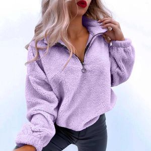 Women's Hoodies Sweatshirt Womens Oversized Half Zip Pullover Long Sleeve Fleece Quarter Hoodie Sweater Lavender Up