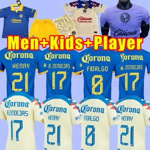 المشجعين لاعب Liga MX Club America 2023 2024 كرة القدم قمصان R.Martinez Giovani F.vinas Home Away 3rd 23 24 Football Men Shirt Kids Kits Clot Kits