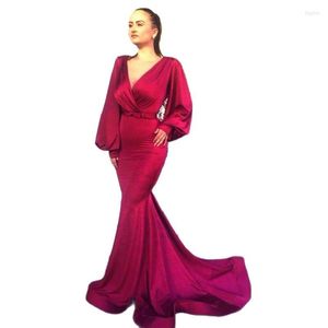 Partykleider Mermaid V-Ausschnitt Prom Shinny Islamic Dubai Abaya Kaftan Muslim Long Sleeves Abendkleider Vestidos De Fiesta