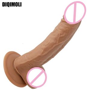 Brinquedo sexual massageador sensação de pele realista enorme vibrador material macio pênis grande com ventosa brinquedos falo para masturbação feminina grande