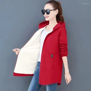 Women's Trench Coats Plus Size S-6XL Women Jacket Fleece Velvet Thick Hooded Windbreaker Autumn Winter Fashion Casual Elegant Slim Loose