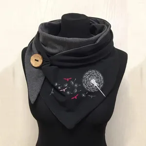 Bufandas Bufanda de mujer Otoño Invierno Cálido Algodón Botón de impresión Botón suave Abrigo Moda Turbante Cuello para mujeres Foulard