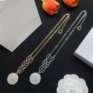 Coins Full of Diamonds Pendant Chain Necklaces Greece Meander Pattern Bead Necklace Banshee Portrait Designer Jewelry Women Accessories Gifts XMN11 --01