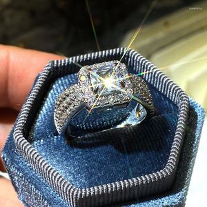 Обручальные кольца роскошные блески модные изысканные изысканные квадратные цирконы