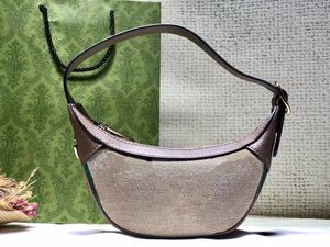 Vintage Half Moon Ophidia Mini Bag 658551 Shoulder Bags Canvas with Leather Crescent Shaped Handbag Underarm Purse Women Designer Hobos