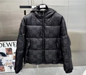 Schwarze Designer-Jacke mit Kapuze für Herren und Damen, lange Ärmel, luxuriöse, mit Baumwolle gefütterte Winterjacken, warmer Herrenmantel