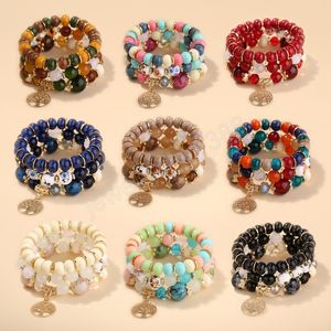 3 pezzi Boho etnico albero della vita braccialetto di perline set per le donne colorate perle di vetro acrilico catena avvolgere braccialetto gioielli femminili regalo