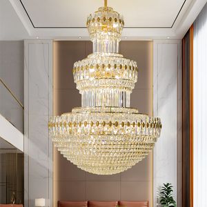 Hotel lobby lights Fashion Creative Duplex Decorative Lights European Light Luxury Luxury Living Room Crystal Hanging Lighting