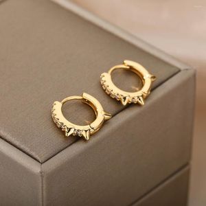 Stud Earrings Stainless Steele Gold Color Small Circle Zircon Cuban Hoop For Women Men Couple Wedding Band Jewelry Gift