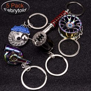 Nyckelringar L bildelar Modellkedjor Colorf turbo Keychain Black Manual Tire Rim Blue Brake Rotor Red Spring Shockabsorber Drop Delivery Amxpy